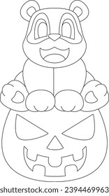 Panda Halloween Pumpkin Animal Vector Graphic Art Illustration