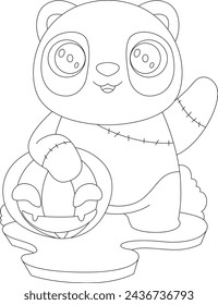 Panda Halloween Pumpkin Animal Vector Graphic Art Illustration