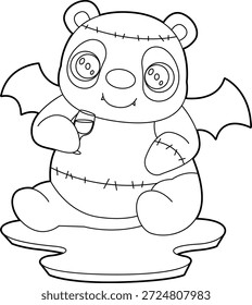 Panda Halloween Vampire Animal Vector Graphic Art Illustration