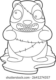 Panda Halloween Zombie Animal Vector Graphic Art Illustration