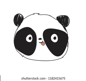 Panda. Hand Drawn Cute panda bear Vector Illustration 
