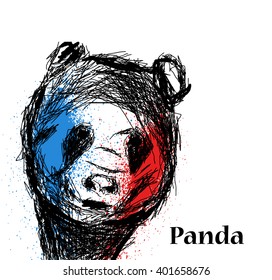 Panda hand drawn on white background