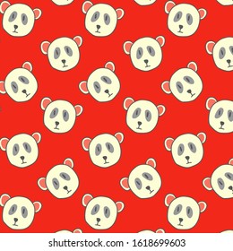 Panda hand drawn pattern background 