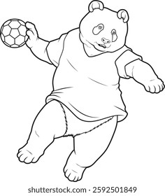 Panda Handball player Handball Animal Vector Graphic Art Illustration