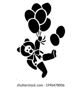 panda colgando del diseño de la silueta de globo de aire caliente
