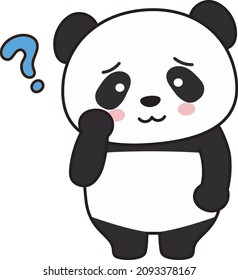 Panda having doubts. Vector illustration isolated on a white background.