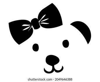 Panda head, bear head, female, wild animal living in forest, wildlife, beast, predator, carnivore, mammal, vector, illustration emblem, in black and white color, isolated on white background