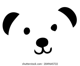 Panda head, bear head, male, wild animal living in forest, wildlife, beast, predator, carnivore, mammal, vector, illustration emblem, in black and white color, isolated on white background