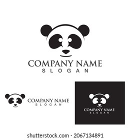 Panda head black and white logo