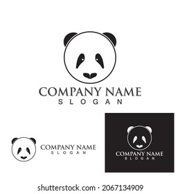 Panda head black and white logo