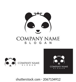 Panda head black and white logo