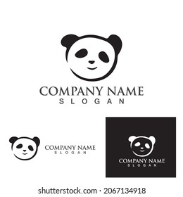 Panda head black and white logo