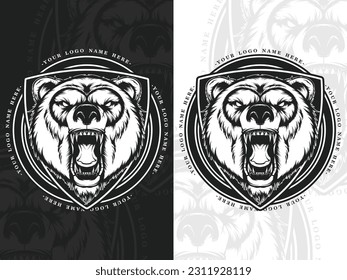 Panda head black and white logo
