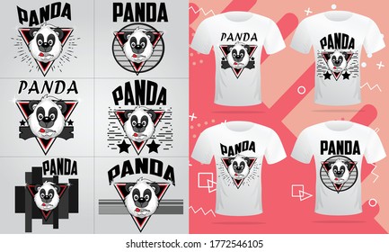 Panda Head Cartoon Mascot Vector Design - New Trendy T-Shirt  Design - Mega T Shirt Design Bundle. Anyone can use This Design Easily.