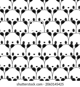 Panda head cartoon seamless pattern