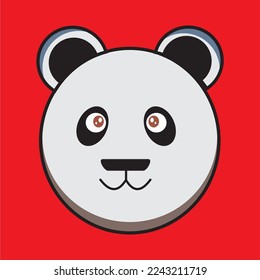 panda head cute cartoon for logo or icon  