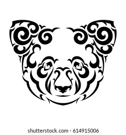 Panda head decorated in flat tribal style 