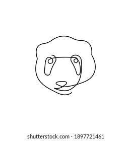 A panda head is drawn by a single black line on a white background. One-line drawing. Continuous line. Vector Eps10