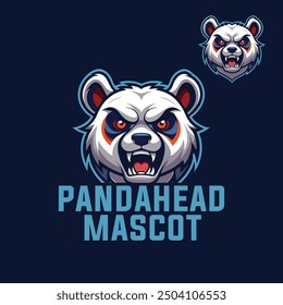 panda head esport gaming mascot logo illustration