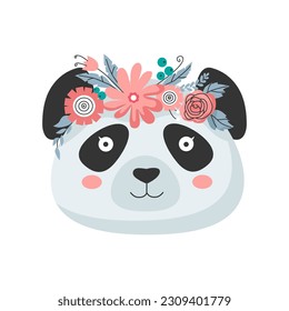Panda head and flower