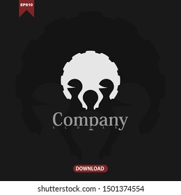 Panda head with gear concept logo vector design template