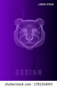 El gradiente geométrico de la cabeza de panda cubre la plantilla A4. Patrón animal, cartel, afiche sobre fondo colorido