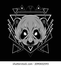 Panda head geometry illustration vector