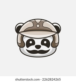 Panda Head Helmet Logo Color 