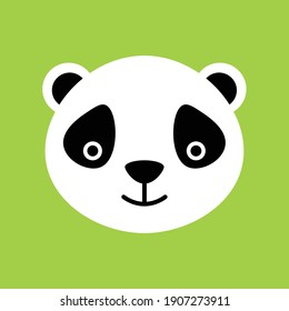 Icono de cabeza de Panda. Avatar de cabeza de Panda sobre el fondo verde.
