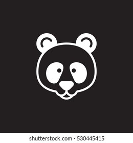 Panda head icon vector, filled flat sign, solid pictogram isolated on black. Symbol, logo illustration