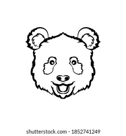 Panda head. Line drawing. Black and white illustration. Vector.