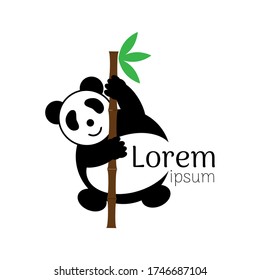 Logo de Panda Head / Vector de caracteres de Panda Cute en blanco y negro.