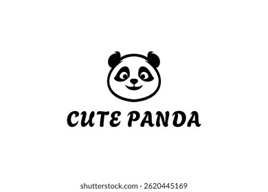 panda head logo design template, logo icon vector illustration