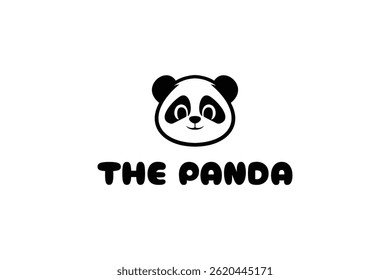 panda head logo design template, logo icon vector illustration