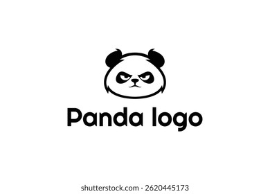panda head logo design template, logo icon vector illustration