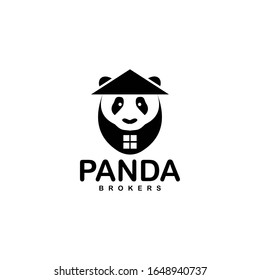 Panda-Kopflogo-Design-Vektorillustration