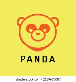 Panda head logo icon with yellow background