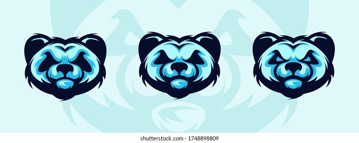 Panda head logo set. Design element for company logo, label, emblem, apparel or other merchandise. Scalable and editable Vector illustration