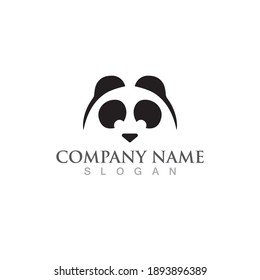 Panda-Kopf-Logo und Symbol, Vektorgrafik