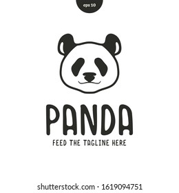 Panda head logo vector illustration in flat style and line. eps10 
