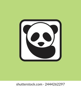 Logotipo de cabeza de panda, Imagen de Vector de panda, ícono de Vector y logotipo para negocios, empresa, equipo de esports, caja o logotipo de cubo.
