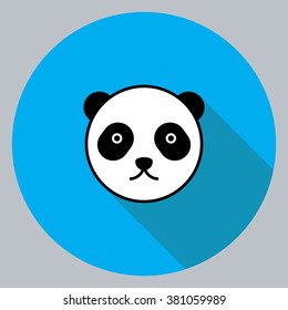 Panda head with long shadow.