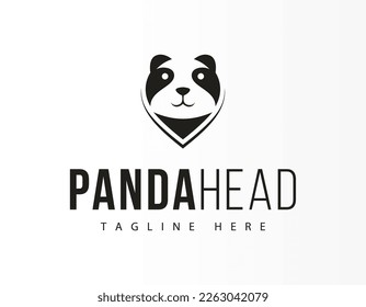 Panda Head Map Pointer Logo Icon Design Template
