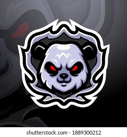 Panda head mascot esport logo design	