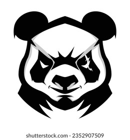 Panda head Mascot logo template 1 smile