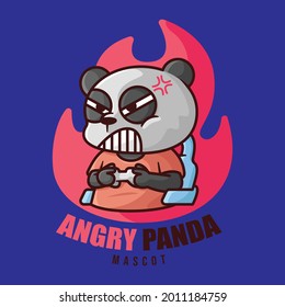 Panda head mascot vector illustrator for sport or e-sport gaming logo. Little panda logo design