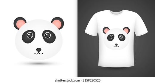 Panda head on white shirt