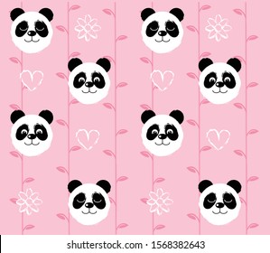 panda head pattern on pink background