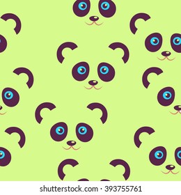 panda head pattern. Seamless pattern with cute hand drawn panda' heads. Animal tiling background.Cute vector background with smiling baby animal panda. Child style illustration.