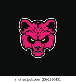 Panda Head Pink Mark Gaming Mascot Logo